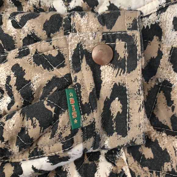 Vintage Gene Ewing BIS Wrinkled Rich Denim Quilted Leopard Print Coat Size Small - Picture 15 of 16